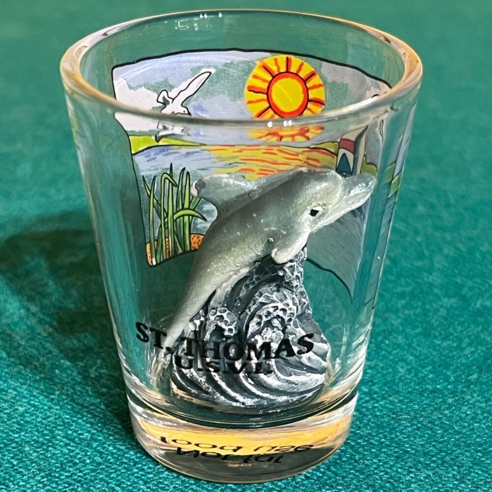 St. Thomas US Virgin Islands Souvenir Ceramic Dolphin Decorative Shot Glass